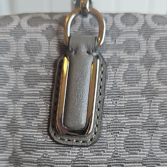 COACH NWOT 2013 Gray Signature Logo Jacquard & Leather MADELINE Crossbody Bag - Picture 7 of 14